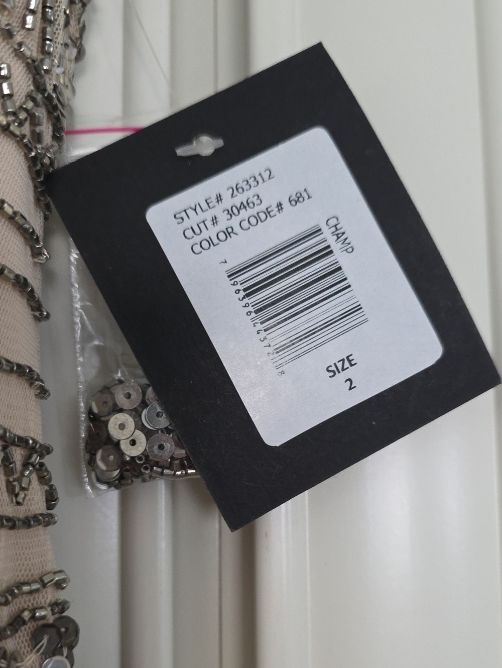 NWT MARINA | Beaded Spaghetti Strap Formal Gown - Picture 9 of 12